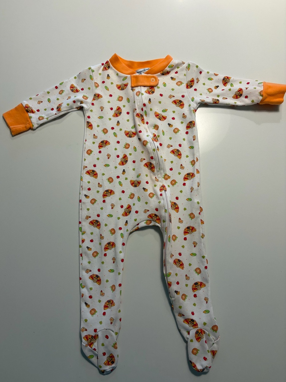 Magnolia Baby Fall Harvest Thanksgiving Turkey Zipper Pajamas (6-9M) - $13